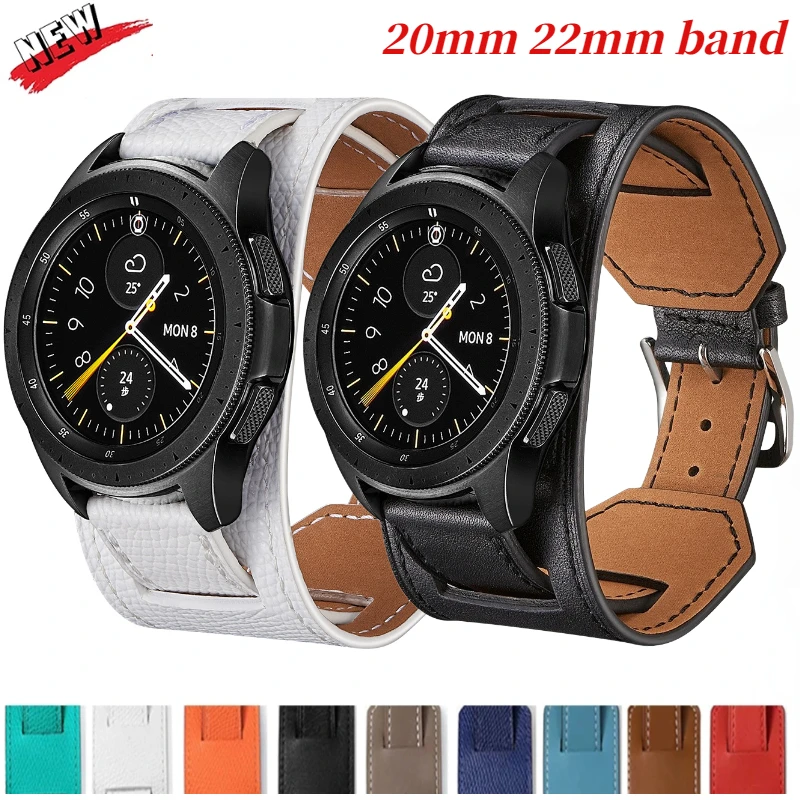 22mm 20mm Premium Leather Strap For Samsung Watch 4/5 Pro 40mm 44mm Wristband Belt Huawei Watch 4/3/GT3 Pro Amazfit GTR/GTS Band