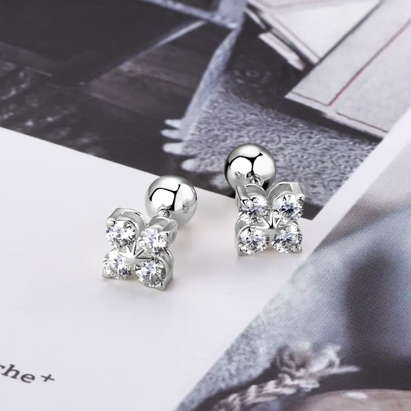 OXTAO Certified Moissanite Lucky Four-leaf Necklaces Earrings Bracelet for Women 100% S925 Silver Jewelry Accessory Sets - Image 40