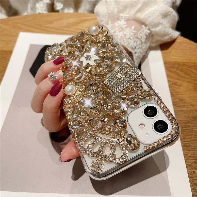 Funda de diamante brillante para Xiaomi 13 14 POCO X3 X4 X5 F4 F5 PRO M4 M5 M6 - Funda de teléfono de lujo mi 14pro con corona de diamantes de imitación