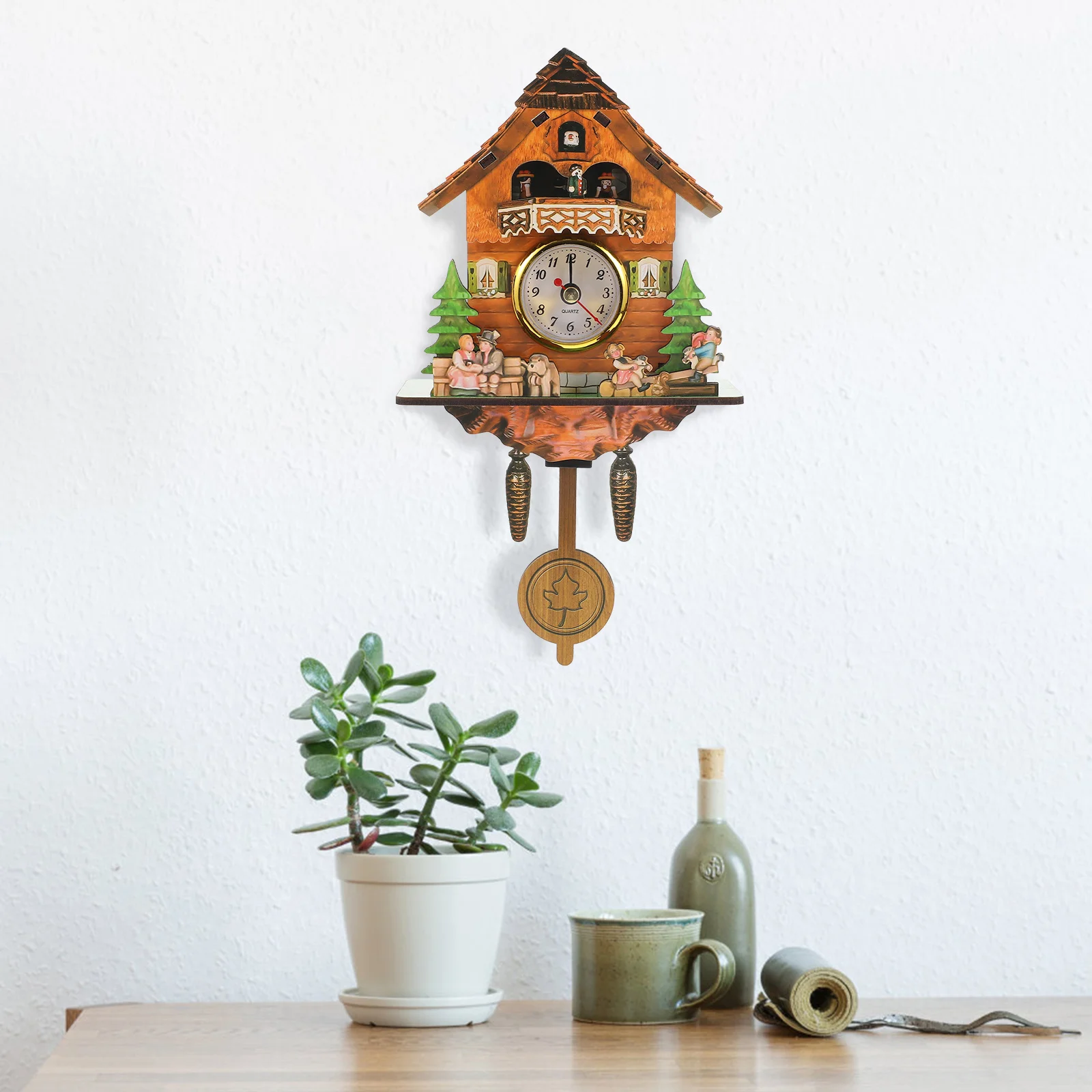 

Wall Hanging Clock Retro Wooden Cottage Indoor Decorative Timepiece For Living Room Bedroom Home Office Wall Decor