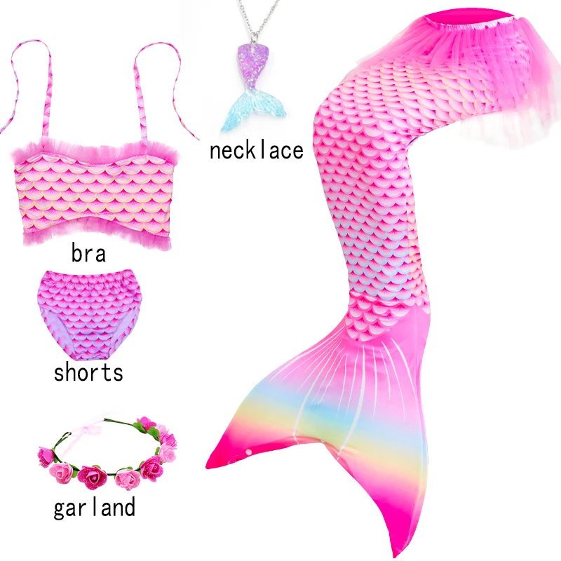 

Children Mermaid Swimwear Girls Pink Bikini Set Kids Swimsuit Cosplay Mermaid Tail Costume for Swimming