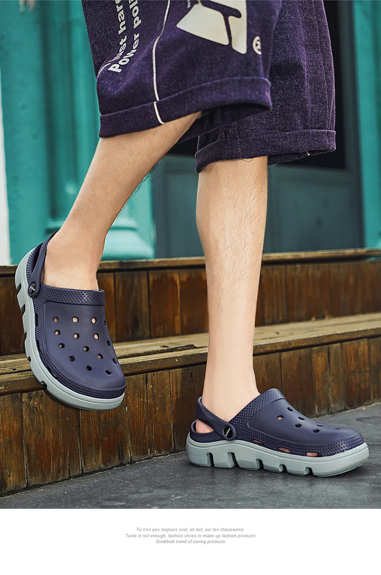 Men EVA Clogs Breathable Hole Sandals Lightweight Non‑Slip Soft Sole Summer Casual Slippers For Outdoor Street Beach Garden Shoe
