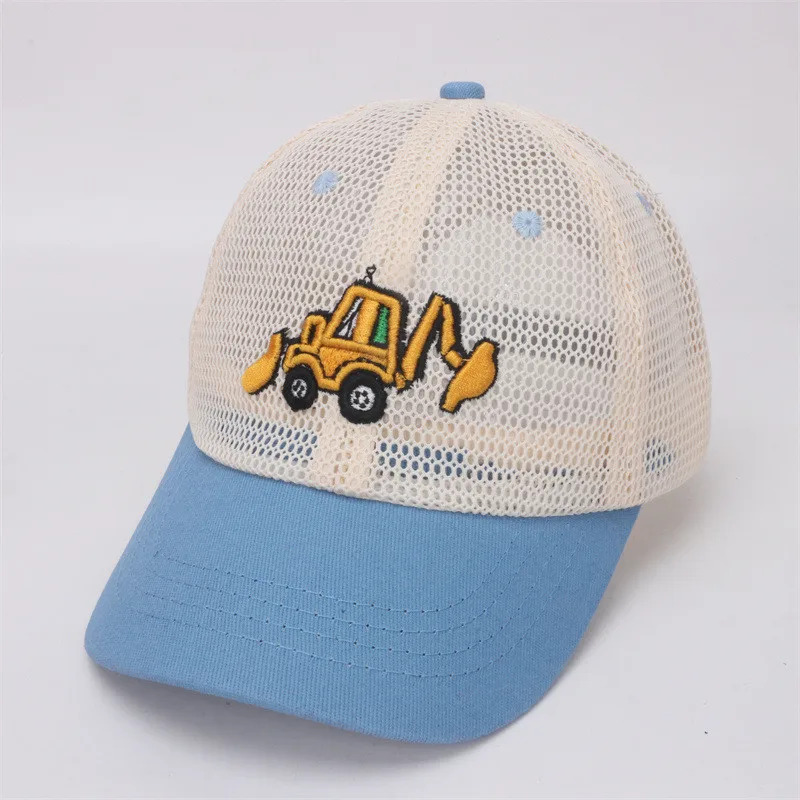 Casquette de baseball en maille pour enfants, chapeau de soleil d\'été réglable pour enfants, casquette plate pour garçons et filles, dessin animé