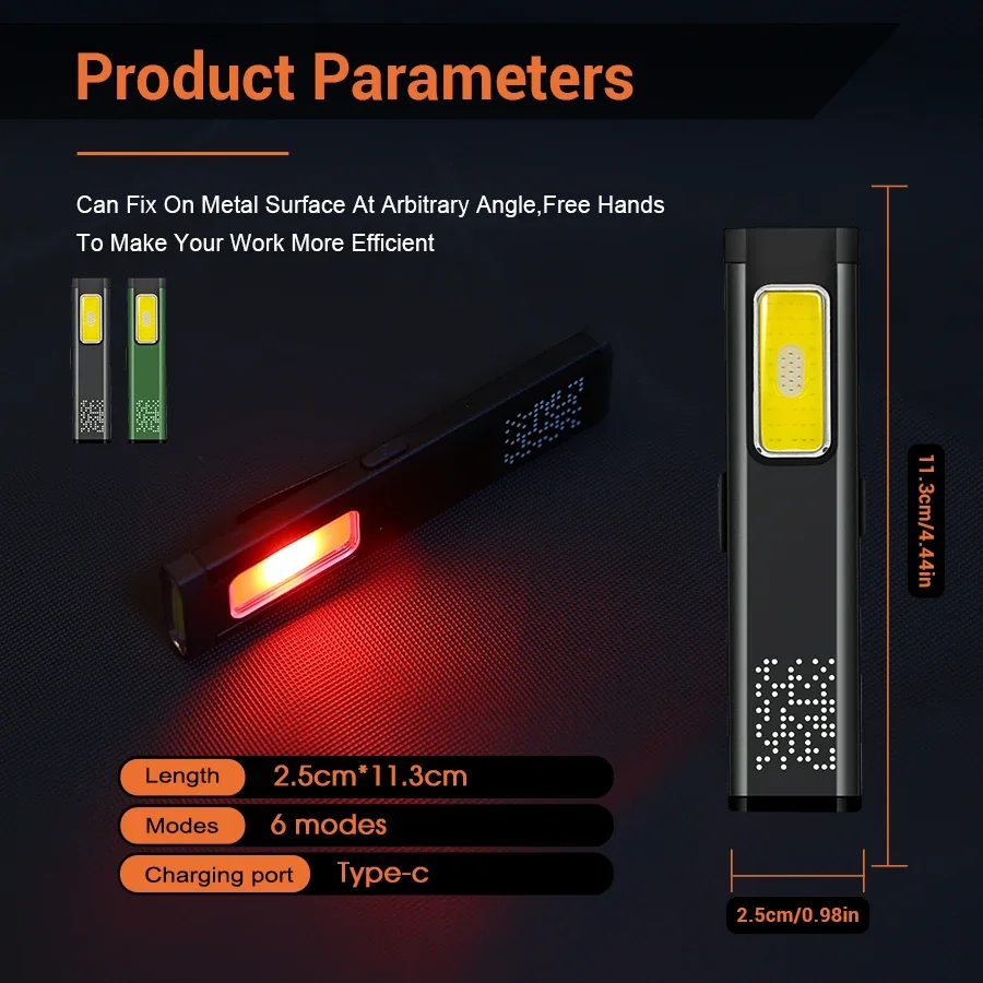 Mini Portable Rechargeable LED Torch Light, Waterproof Outdoor Work Pocket Flashlight with Magnetic Grip, Compact LED Flashlight