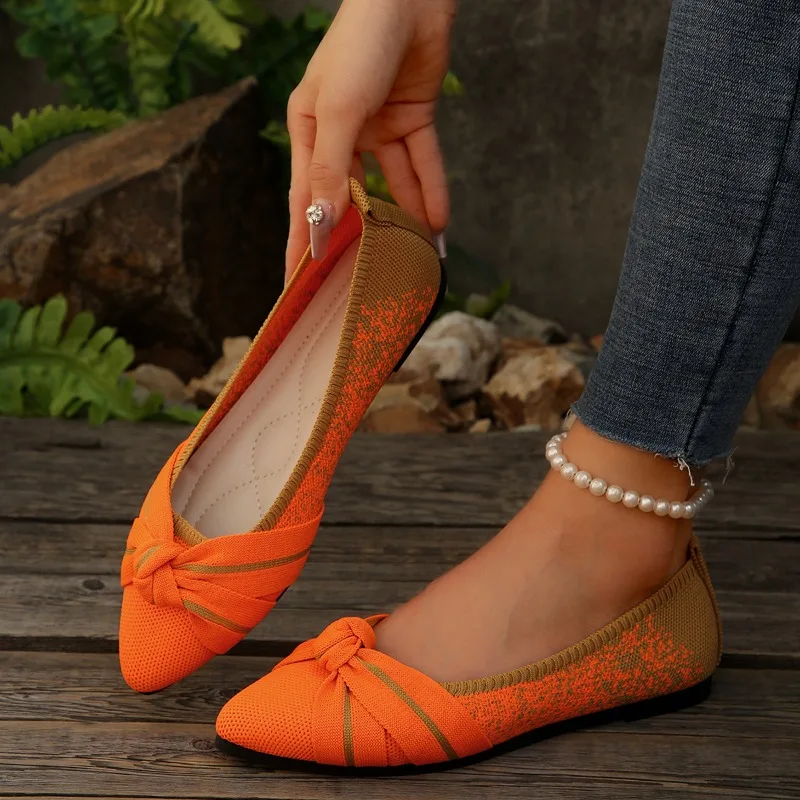 New Sexy Pointed-toe Slip-on Casual Shoes Fashionable and Lightweight Flat Shoes 2026 Outdoor Comfortable Shopping Knit Shoes 43