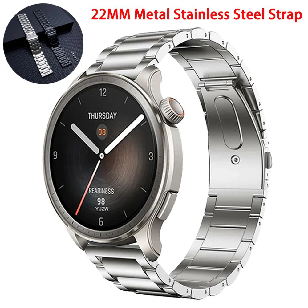 22mm Titanium Strap for Huami AMAZFIT BALANCE/CHEETAH Metal Bracelet AMAZFIT GTR 4 3Pro 47mm/Active/Stratos 3 Business Watchband