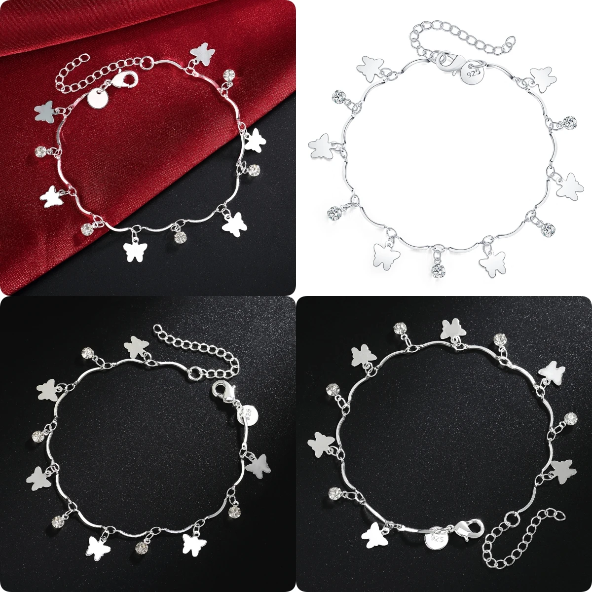 

925 Sterling Silver zircon butterfly Chain Bracelets for Women Fashion Designer Party Wedding Accessories Jewelry Christmas Gift