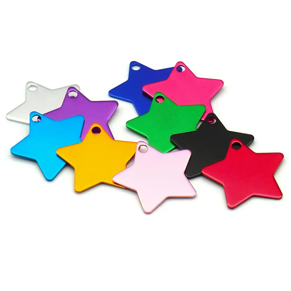 20PCS Aluminum Star shapeCustom Engraved Name Phone Number Pet Cats Dogs ID Tags Customizd Personalized Design  Accessories