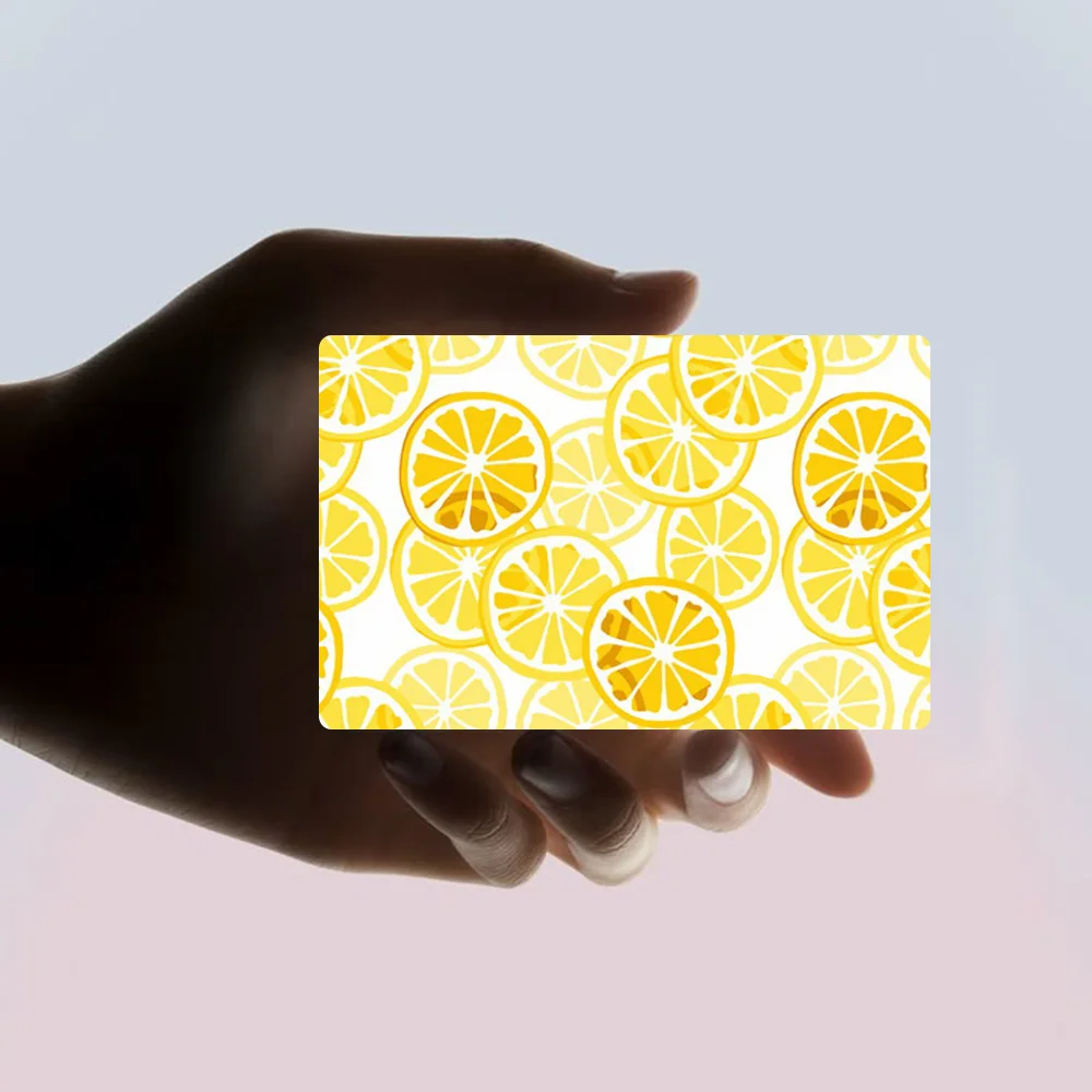 Fruit Lemon Small fresh Stickers Cartoon Credit Card Visa Debit Bank Charge Card Bus Metro Waterproof Sticker Decal Decoration