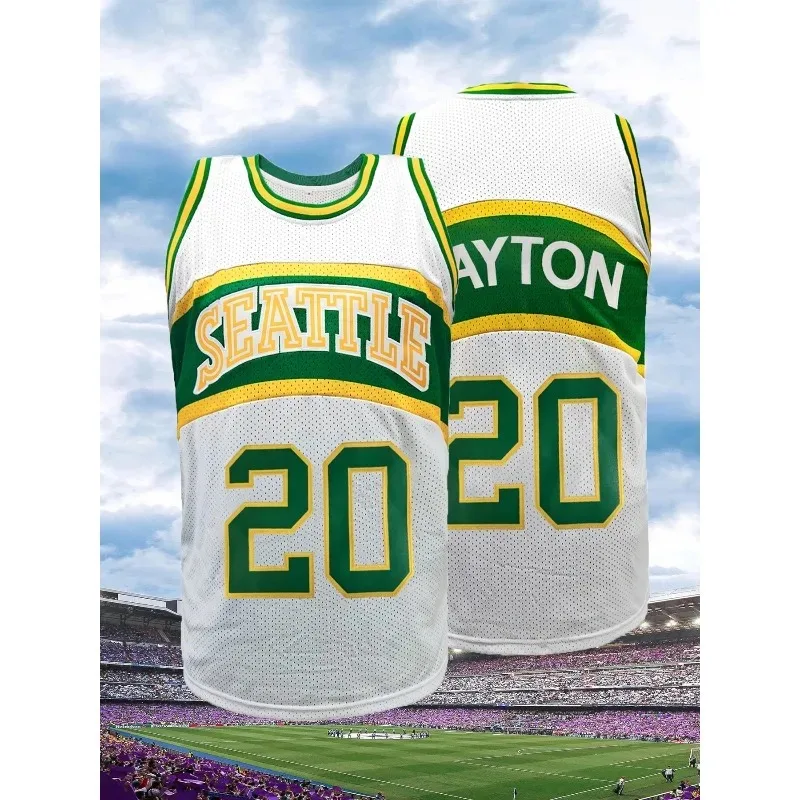 

Мужской # Баскетбольный трикотаж 20, вышитый буквой и цифрой, свободный дышащий жилет без рукавов с круглым вырезом для тренировок, повседневная одежда