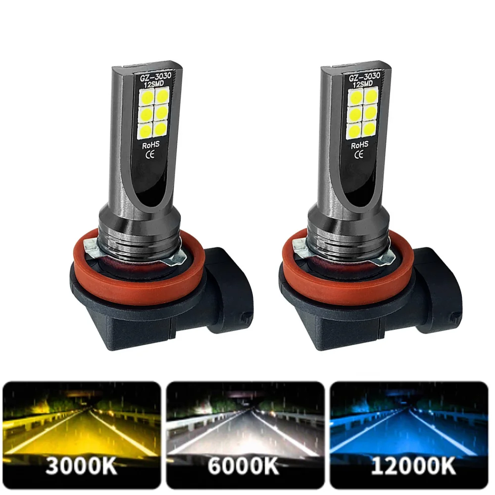 2Pcs H11 H8 H4 H7 H1 H16 H3 H10 9005 HB3 9006 HB4 LED Car Fog Lights 6000K Headlight Bulbs 3000K 12000K 4300K Auto Fog Lamp