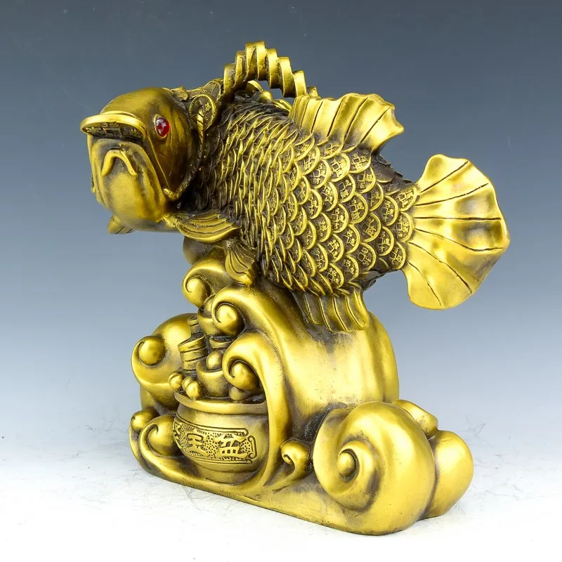 2020 business Bring in wealth treasure HOME office Money Drawing efficacious Talisman Golden Fish Arowana FENG SHUI Brass statue