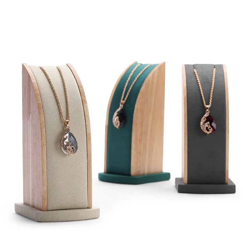 Solid Wood Pendant Display Stand Curved Two-piece Pendant Display Set Necklace Counter Prop Necklace Pendant Display Board