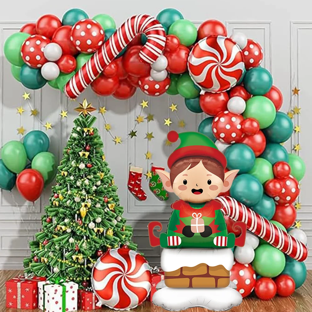 عبوة واحدة من بالونات قزم عيد الميلاد الدائمة، بالونات رقائق قزم عيد الميلاد، بالونات حفلات عيد الميلاد، مناسبة لزينة حفلات عيد الميلاد، زينة تجمع أصدقاء عيد الميلاد