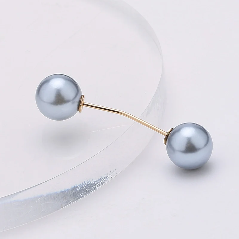 Großhandel Doppel Perle Metall Brosche Für Frauen Kleidung der Zubehör Feste Sicherheit Pin Schal Clip Kleid Dekoration Perle Schmuck – Detail 8