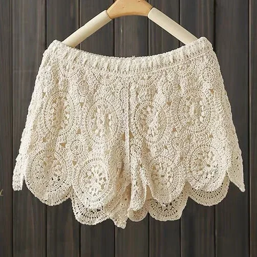 Summer Women\'s Crochet Shorts Femme Casual Beach Shorts Woman Holiday Short Pants