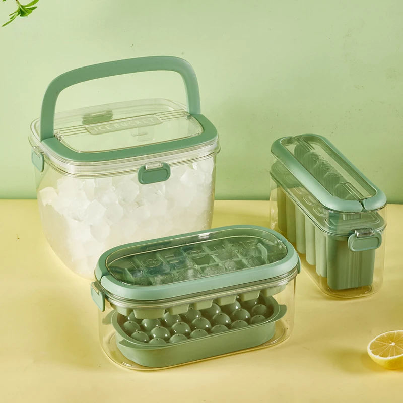 

Silicone Ice Cube Tray with Lid and Storage Bin Ice Ball Maker Mold Reusable 2 Layers Plastic Mini Round Ice Ball Maker Mold