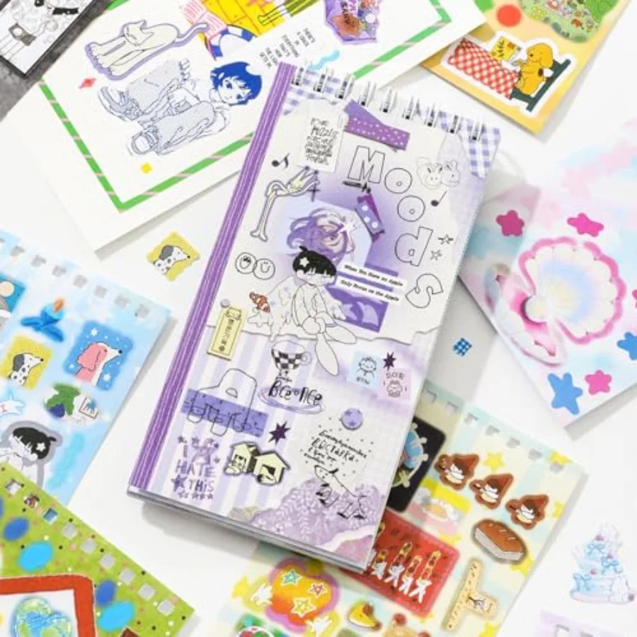 

20 Sheets Kawaii Sticker Book Set, 500+ Korean Japanese Stickers Book for Journaling, Cute Aesthetic Stickers for Scrapbooking,