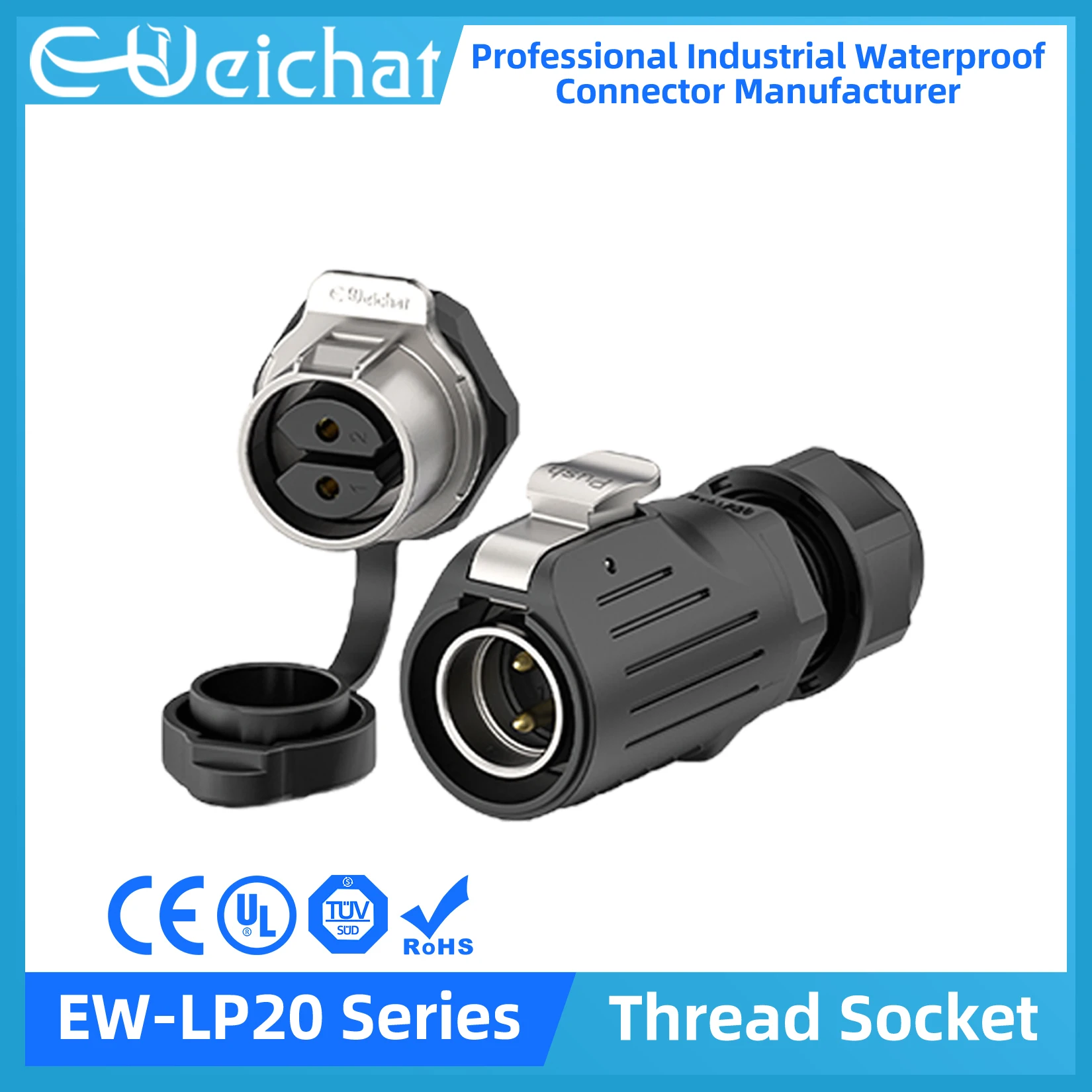 EW-LP20 Waterproof Connector IP68 Industrial Circular Aviation Electrical Connector M20 2-12 Pin Thread Socket