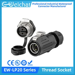 EW-LP20 Waterproof Connector IP68 Industrial Circular Aviation Electrical Connector M20 2-12 Pin Thread Socket