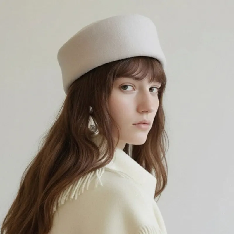 Hohe Qualität Große Größe Pillbox Box Kappe Frauen 100% Wolle Britischen Retro Dome Top Hut Mode Fedora Hut Fascinator Russland Baskenmütze Hut – Detail 4