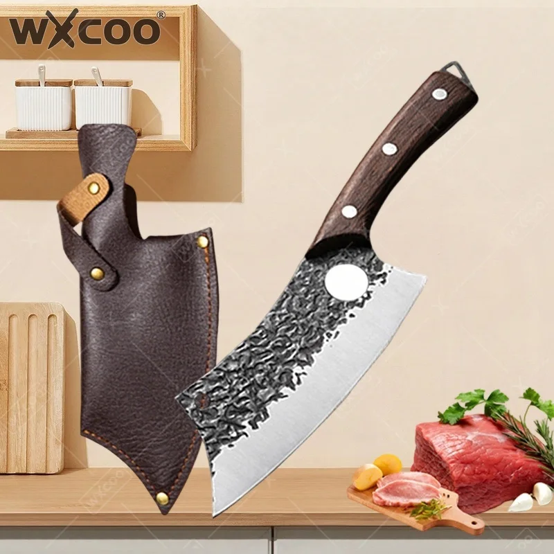 

WXCOO Professional Butcher Knife for Meat Slicing Kitchen Knife Sharp Hand Forged for Fruit BBQ Steak Beef