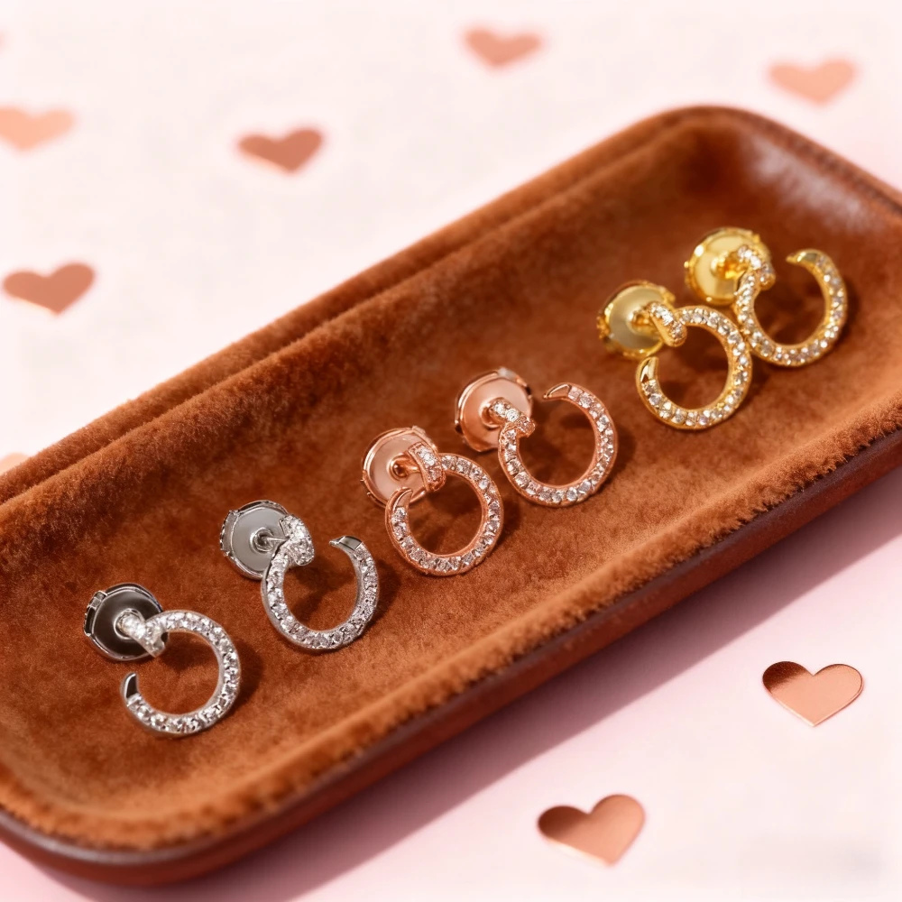 

2025 trendy accessories Hot -selling New Mini Nail Earrings for Women,Simple & Exquisite,Luxury Jewelry for Party as Couple Gift