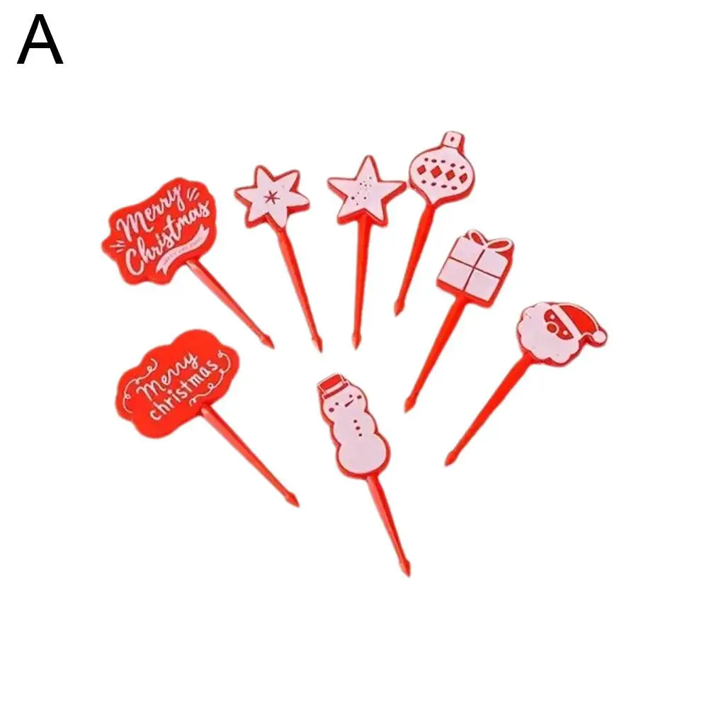 Christmas Hallowee Fruit Fork Kids Food Pick Reusable Salad Box Dessert Toothpick Cake Snack Decoration Lunch Fork Christma U5t7