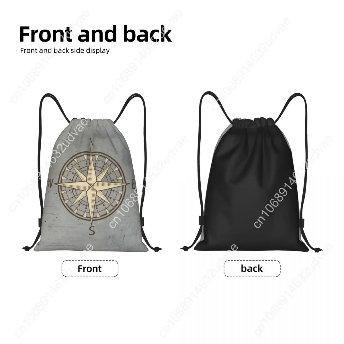 Personalized Grey Compass Backpack for Men and Women, Travel Bag for Workout, Yoga, Sailing, Gym, Hiking, Hiking, Camping