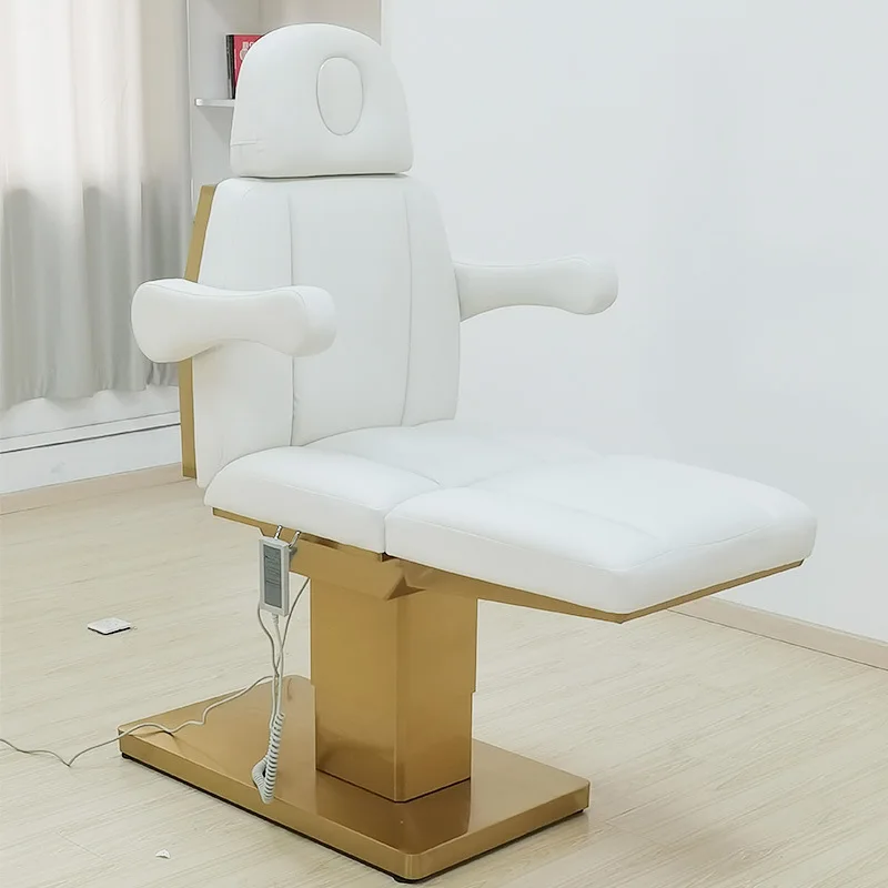 * Cama de belleza de alta gama, masaje especial chapado en oro con agujeros, cama de tratamiento de moxibustión, bordado de tatuaje corporal