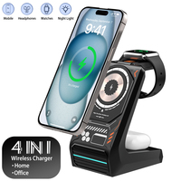 Wireless Charging MagSafe Multi Function Mecha Style Phone Holder 3 In 1 For iPhone Smartphone Support Air Pods Apple Watch