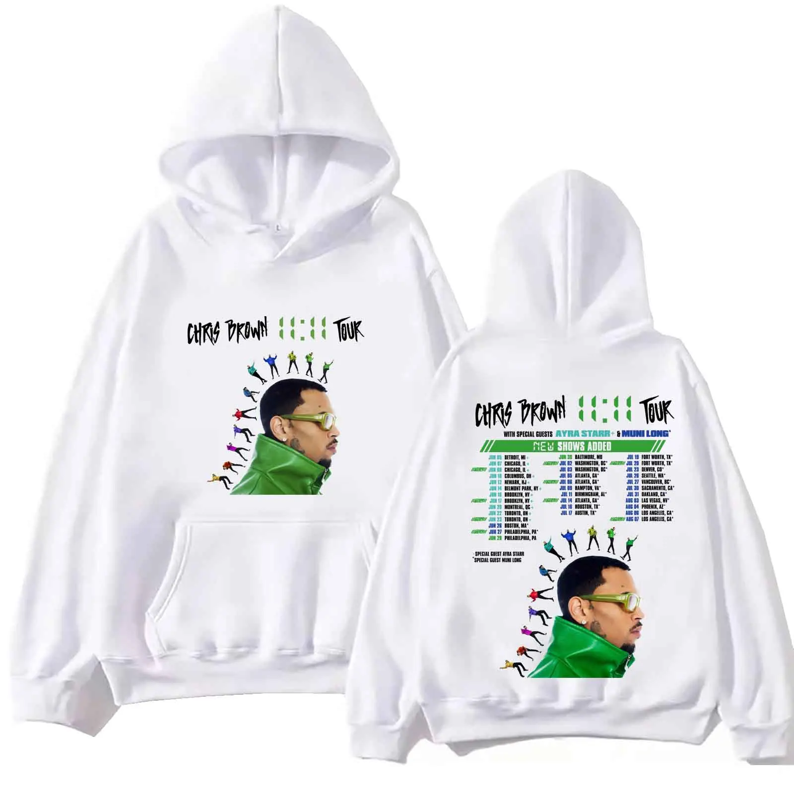 Chris Brown 11:11 Tour 2024 Hoodie Tops Long Sleeve Regular Sweatshirt Music Fans Gift Spring Summer Casual Printing