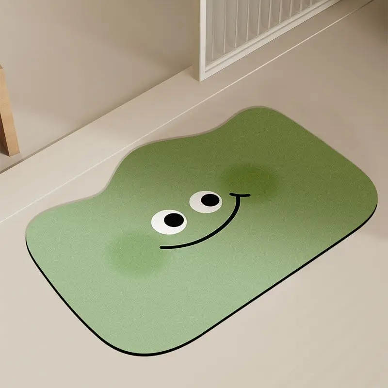 Cartoon smile pattern ugly cute diatom mud absorbent floor mat door bathroom toilet non-slip foot mat carpet household