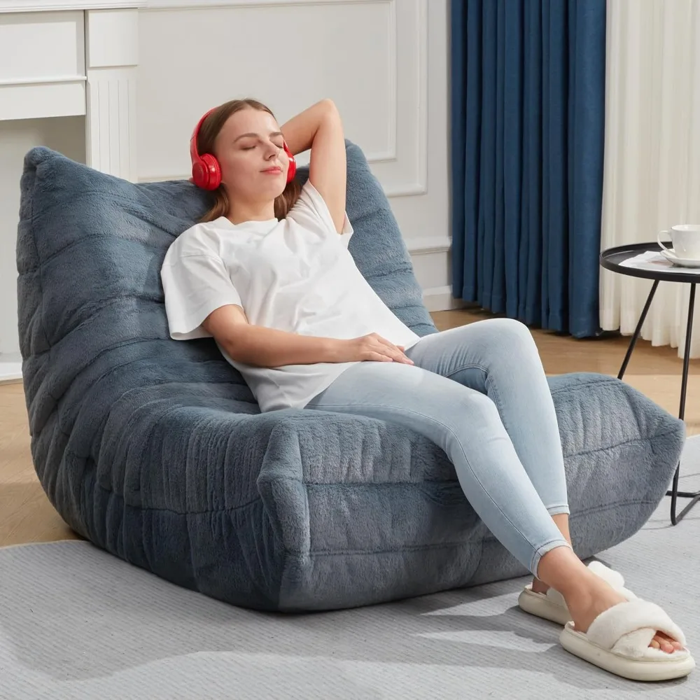 Divano a sacco, divano a sacco in memory foam con imbottitura in pelliccia sintetica, divano pigro per soggiorno, camera da letto, dormitorio, ufficio