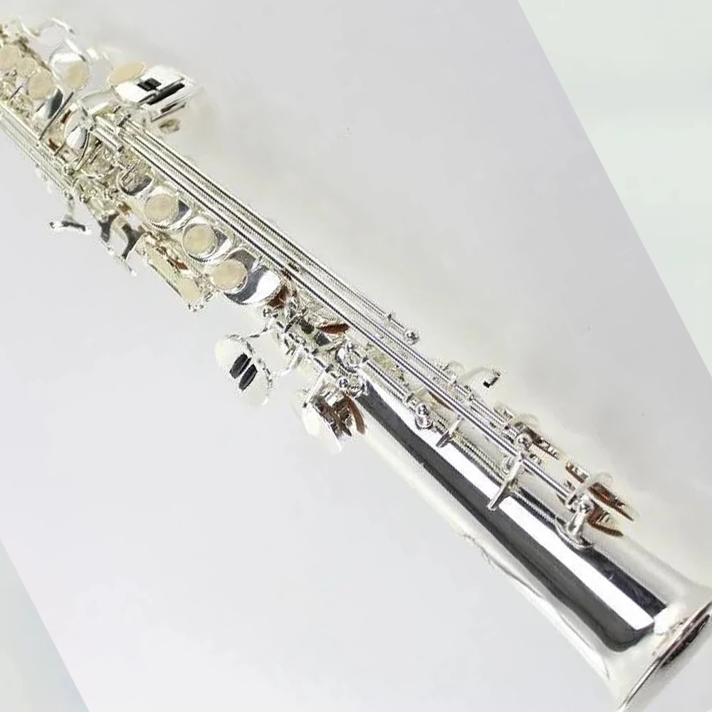 High Quality S-901 Silver Soprano Saxophone Musical instrument Sax Straight B flat Sax With Case accessory