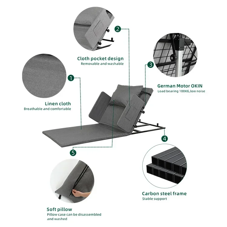 Hot selling and durable Adjustable Bed Backrest Adjustable Elderly Electric Bed Backrest Portable No Need To Replace The Bed