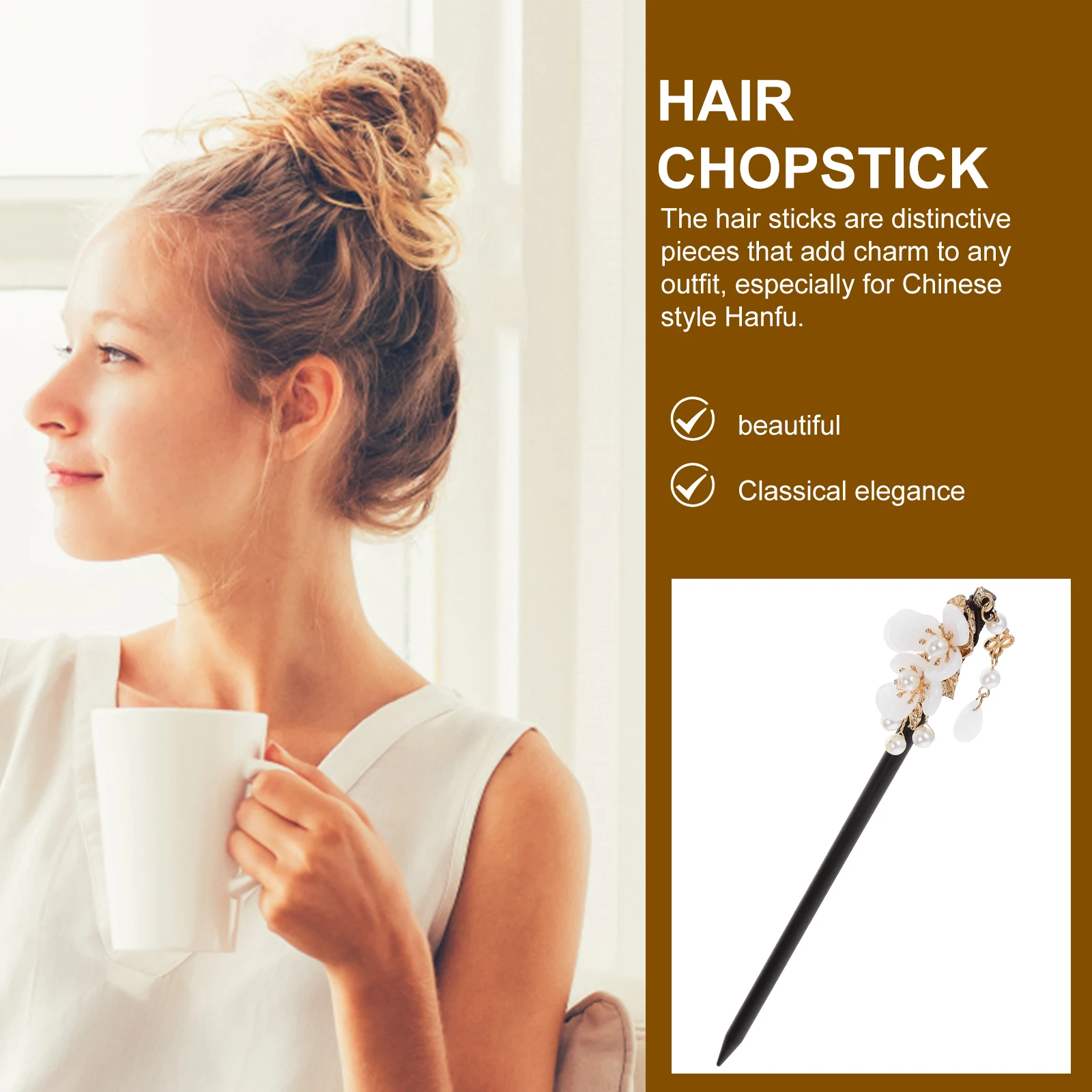 

Wooden Chopsticks Style Women Vintage Stick Accessories Hair Bun Hair Chopstick For Women Tools Formal Elegant
