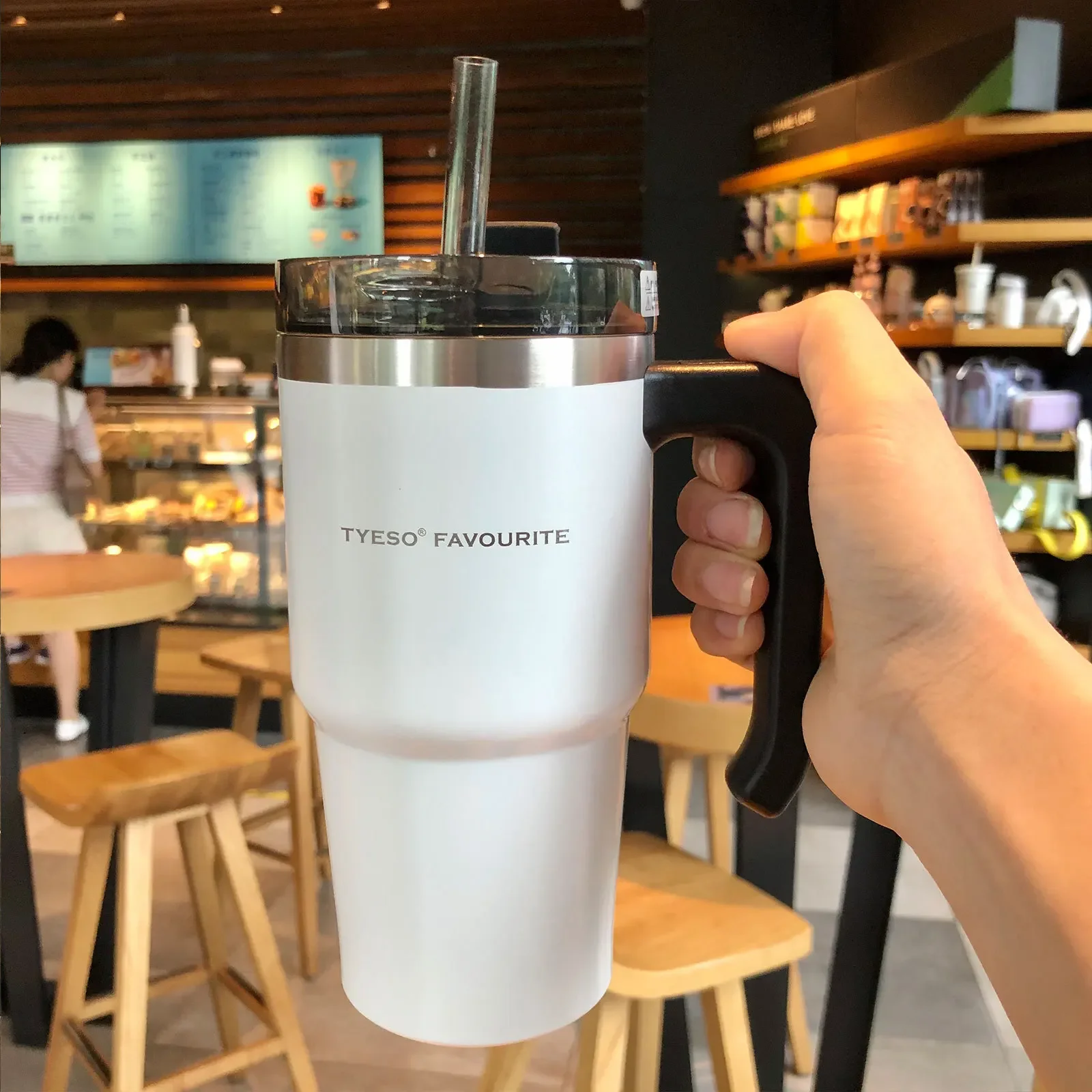 890/600ML Stainless Steel Coffee Thermos Mug Travel Tumbler Cups Vacuum Flask Thermos Bottle With Straw Garrafa Termica Gift