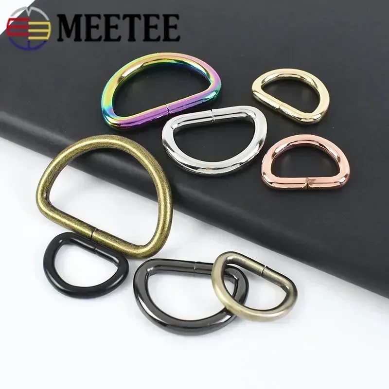 50Pcs 13-50mm Metal D Ring Buckles for Bag Strap Webbing Belt Buckle Handles Clasp Loops DIY Handbag Leather Accessories