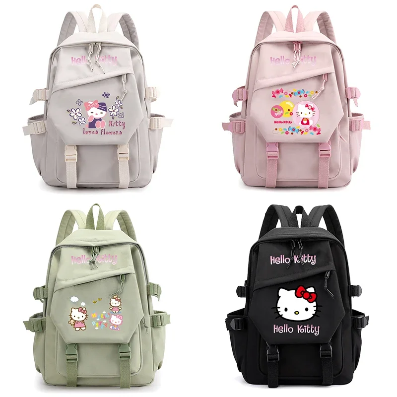 Sanrio Hello Kitty Black Blue Backpack Children Girls Boys Schoolbag Kawaii Student Bag Cartoon Women Waterproof Bags Kids Gifts