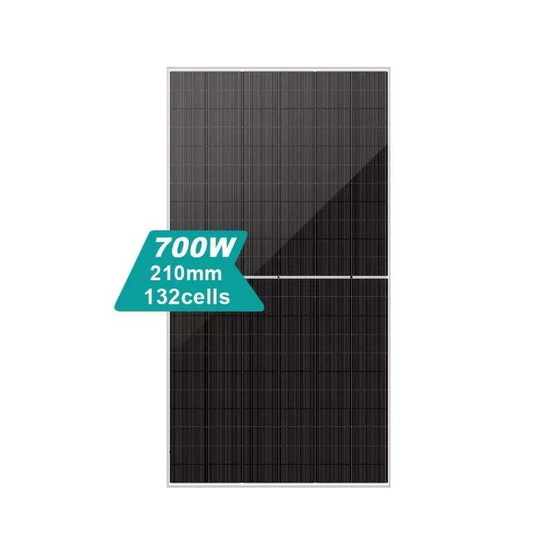 High Efficiency 700W/720W Double Glass Bifacial Solar Panel 210mm 132Cells HJT Mono Half Cell All Black 20% Efficiency 15Yr