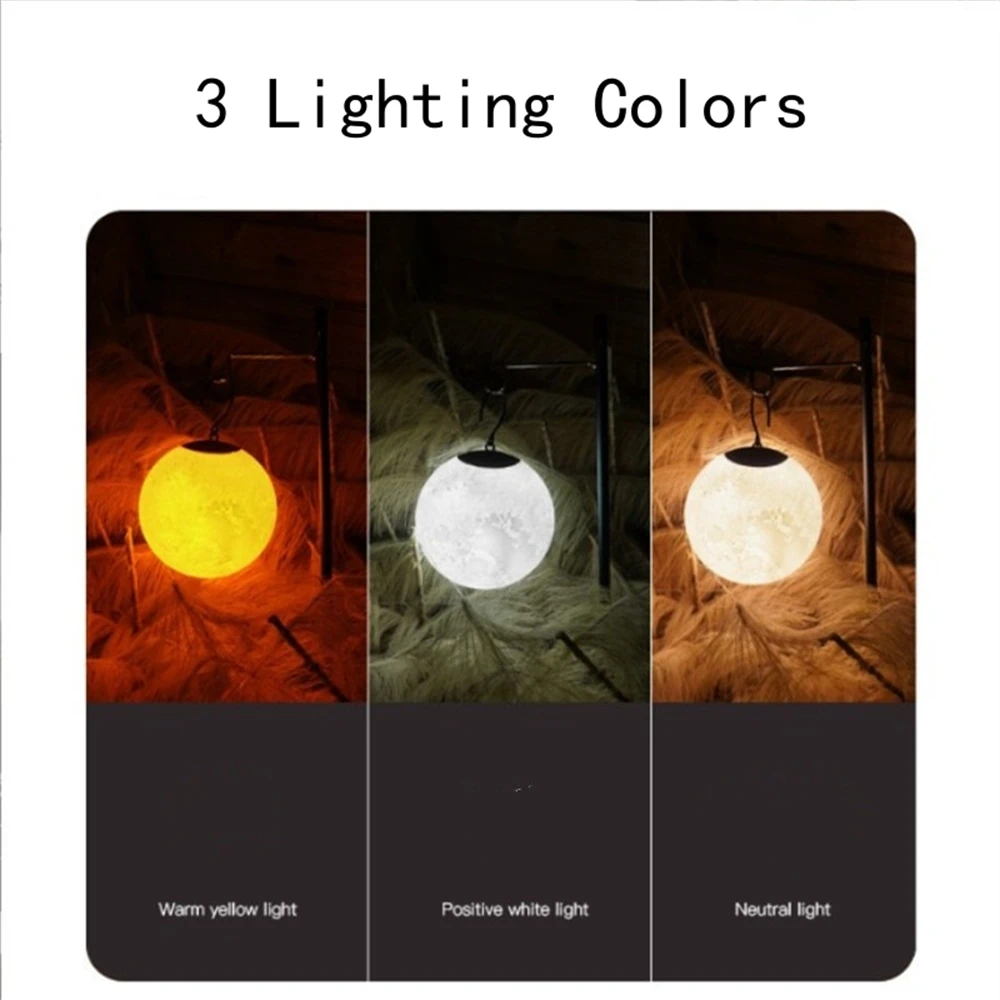 Rechargeable Camping Lights Outdoor Camp Atmosphere Moon Lamp TYPE-C Rechargeable Emergency Hanging Tent Light Lanterns