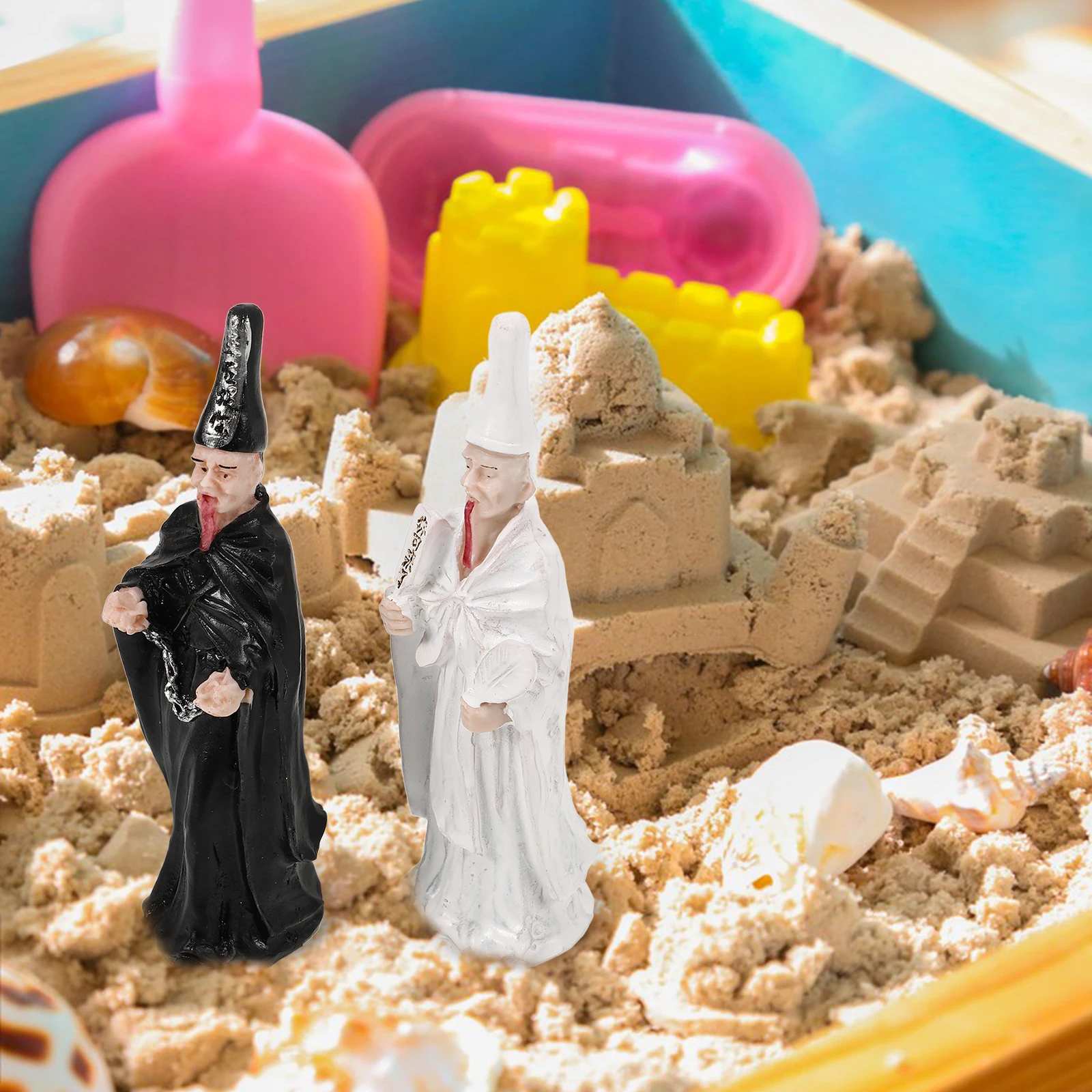 

2Pcs BlackWhite S Accessories Mythical Figures Resin Durable Easy Clean Counseling Training Play Horror Decor Gothic
