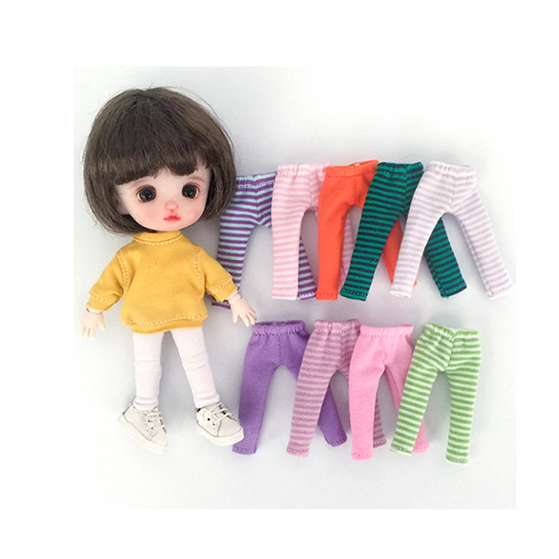 D04-A207 children handmade toy 1:12 ob11 gsc bjd pd9 doll Accessories colorful  Leggings soft long pant 1pcs