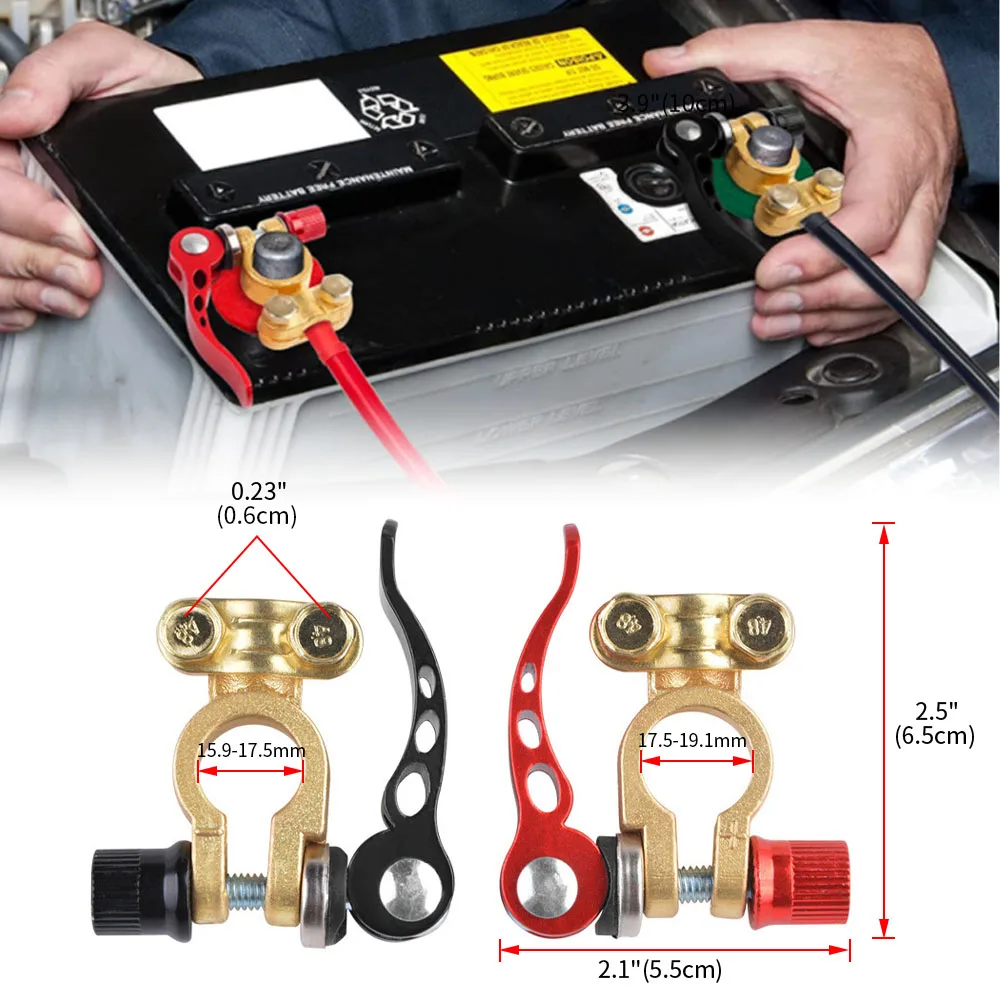 1 Pair Car Battery Terminal Kit 12V 24V Quick Release Wire Cable Clamp Disconnect Connectors Copper Clamps Clip Screw Auto Parts