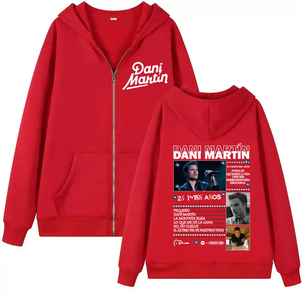 داني مارتن Ptos Anos جرافيك زمم هوديس الرجال النساء الموضة الكلاسيكية الاتجاه هوديي رجل المتضخم سحاب أكمام طويلة بلوزات