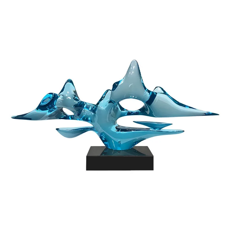 

New Chinese landscape transparent sculpture high-end hotel lobby tea table ornament