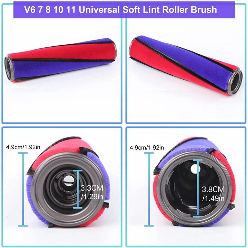 Replacement Brush for V6 V7 V8 V10 V11, Soft Roller Accessories, with 6 Felt Strips, Cleaning and Dust Removal-ROWI view 2
