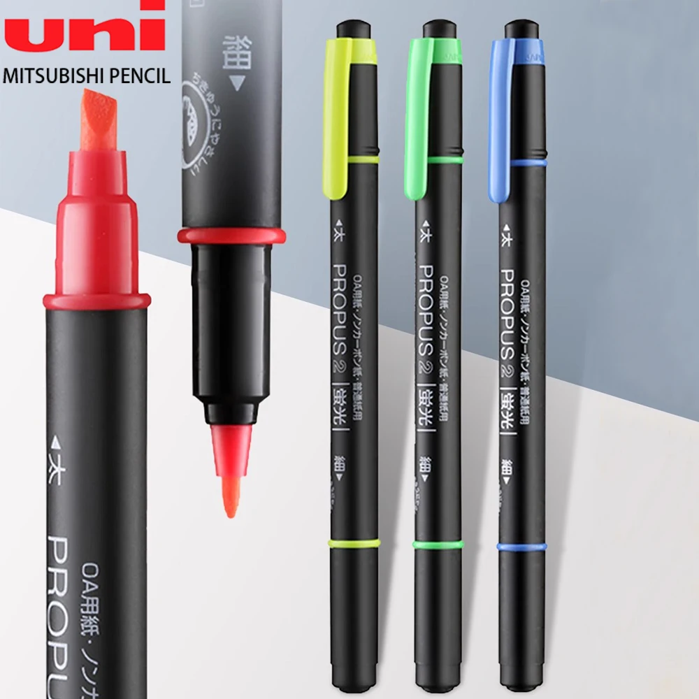 

1 шт., японский двусторонний хайлайтер UNI, цветные маркеры, ручка PUS-101T, школьные аксессуары, художественные канцелярские принадлежности, школьные принадлежности