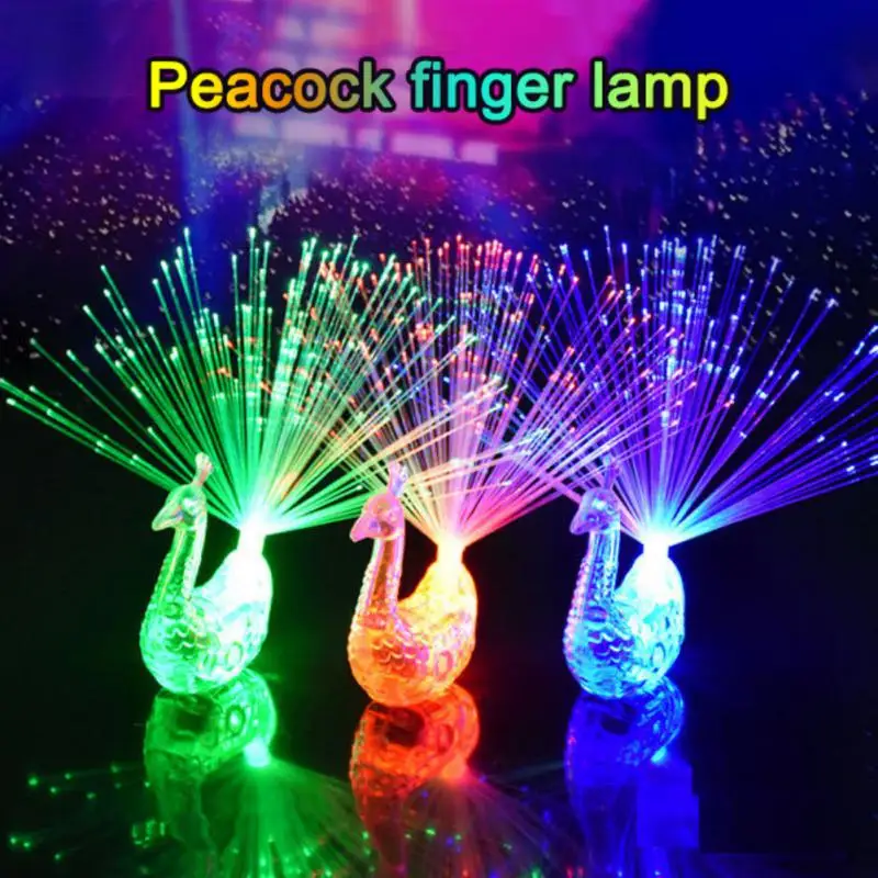 Juguetes de inteligencia de colores aleatorios, cintas elásticas, colorido, creativo, luminoso, regalo para niños, Pavo Real, luz de dedo, plástico brillante